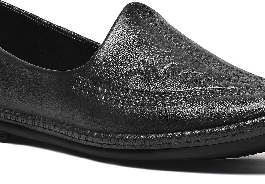 louis stitch Men’s Jet Black Ethnic Slip-On Lightweight Embroided Nagra Juti for Men Mojaris For Men-picture-23