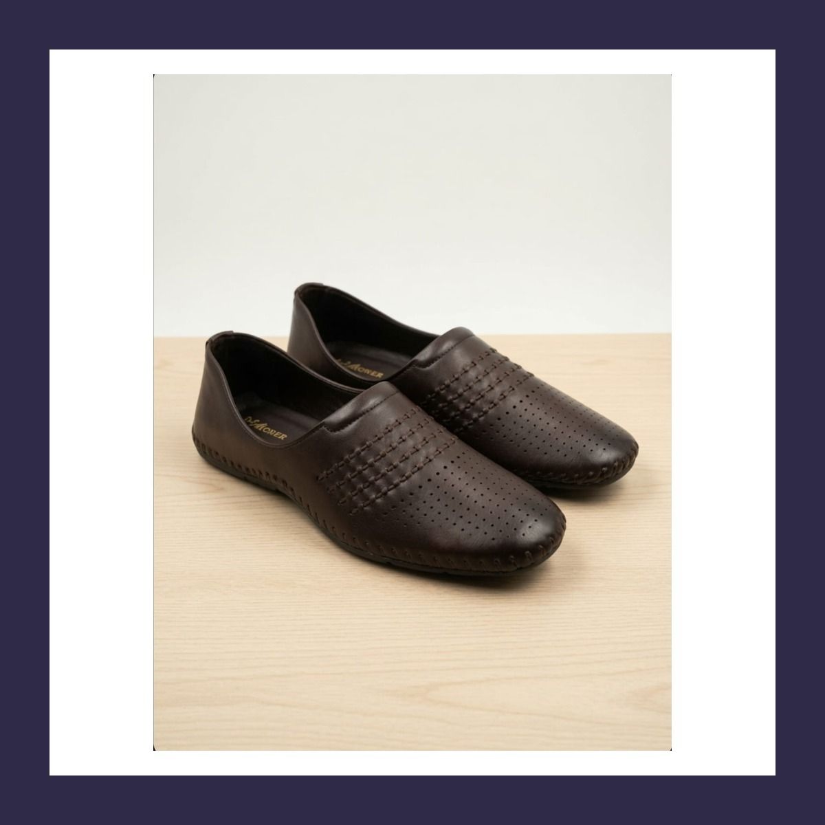 soft.t Men's Ethnic Dark Brown Synthetic Leather Mojari Woven Design Slip-On Loafers Mojaris For Men-picture-40