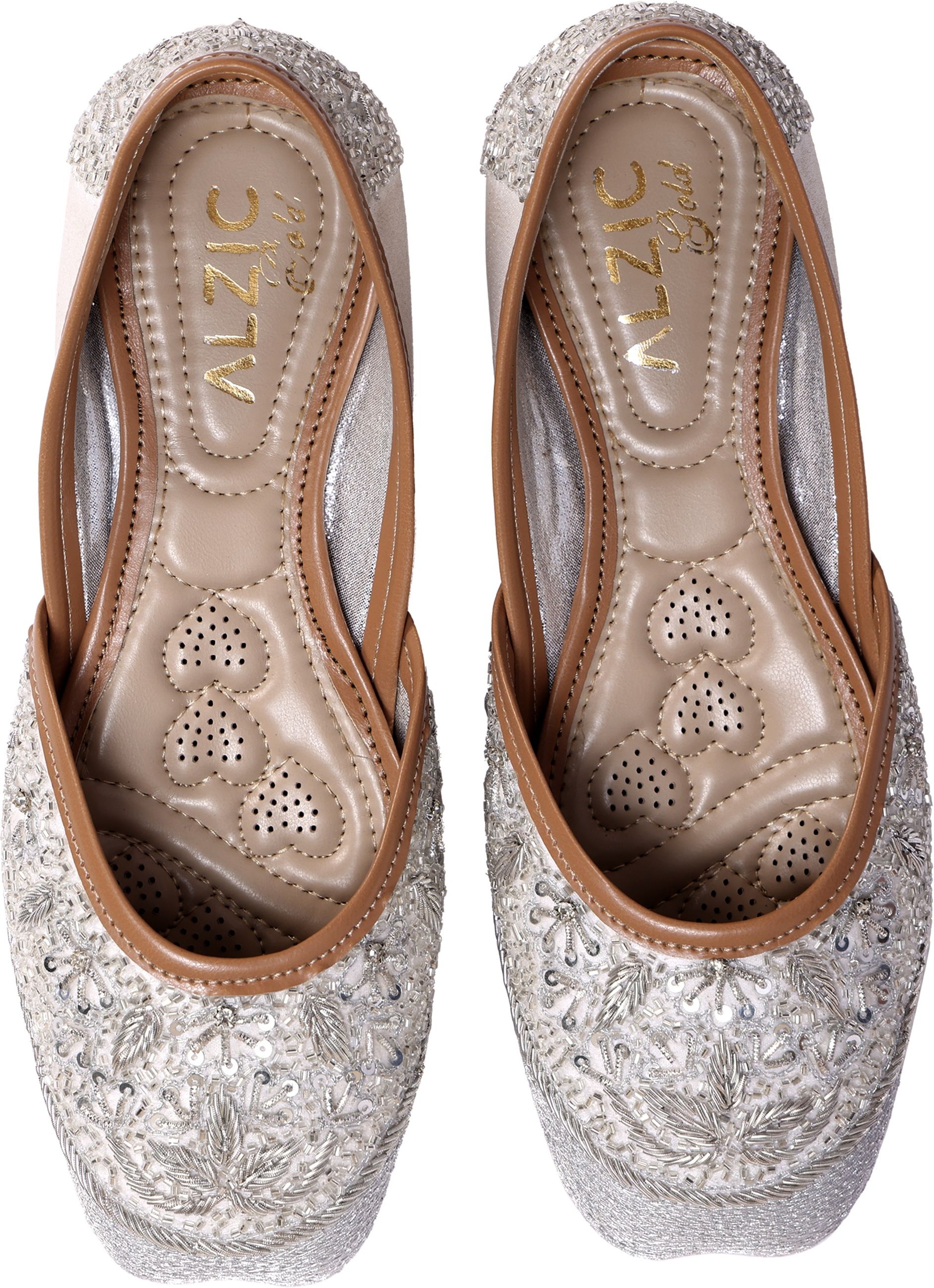 Embroidered Ethnic Jutti Flats with Handcrafted Beadwork& Cushioned Comfort Sole Bellies For Women-image-16