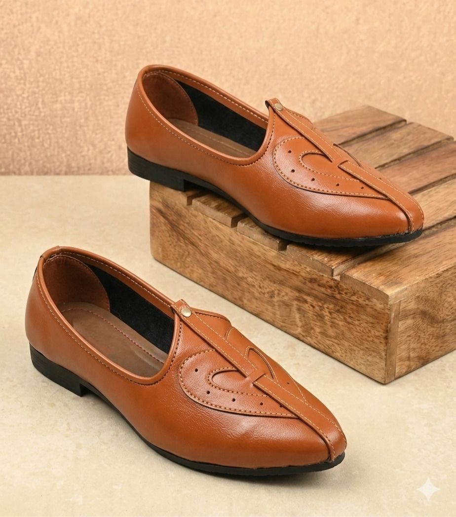 Men's Jalsa Jutti,rajasthani,jaipuri mojari For Men TAN Slip On For Men-image-38