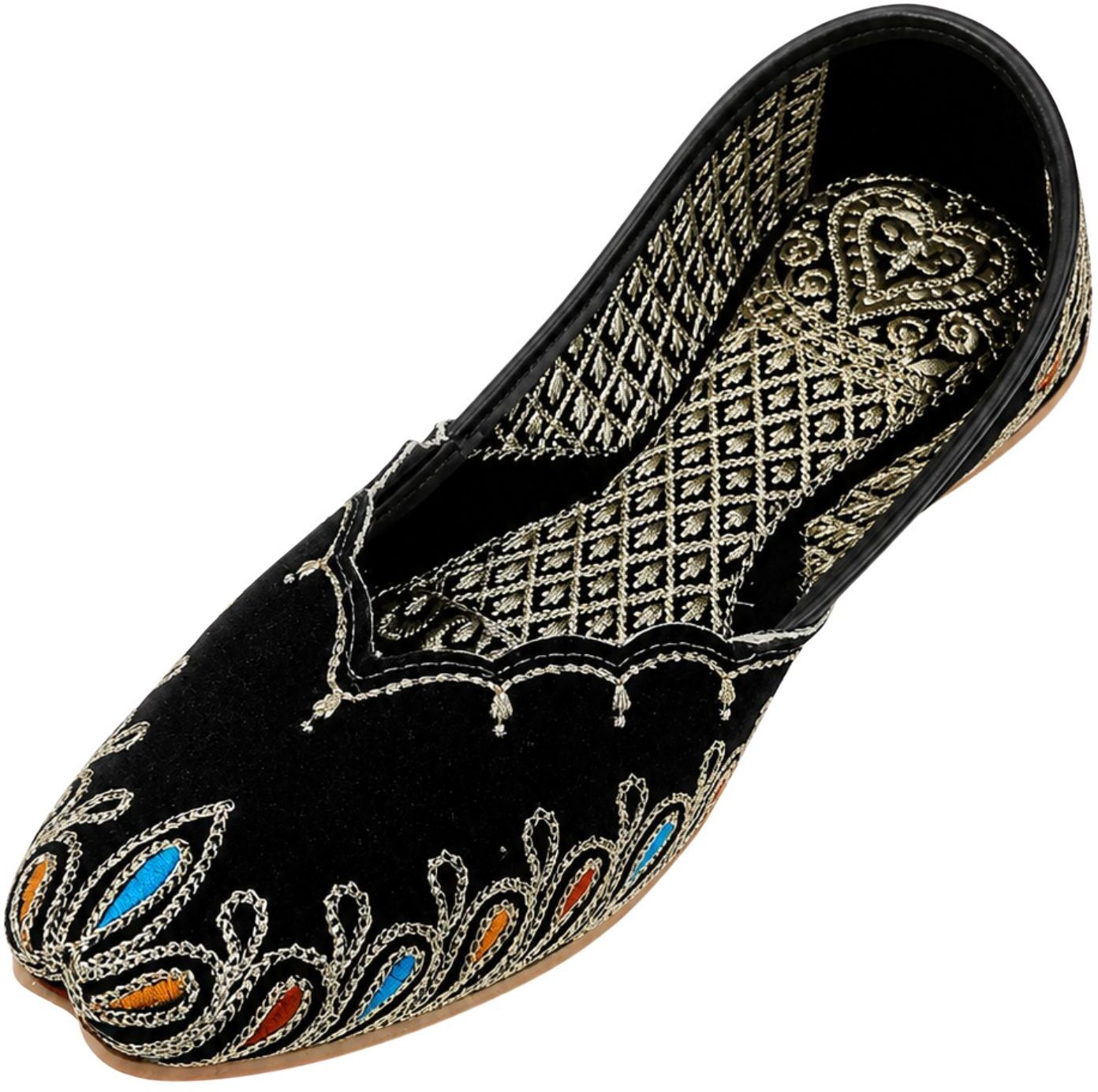 Red Velvet Punjabi Jutti | Multicolor Zari Embroidery | Wedding & Festive Mojari Casuals For Women-image-2