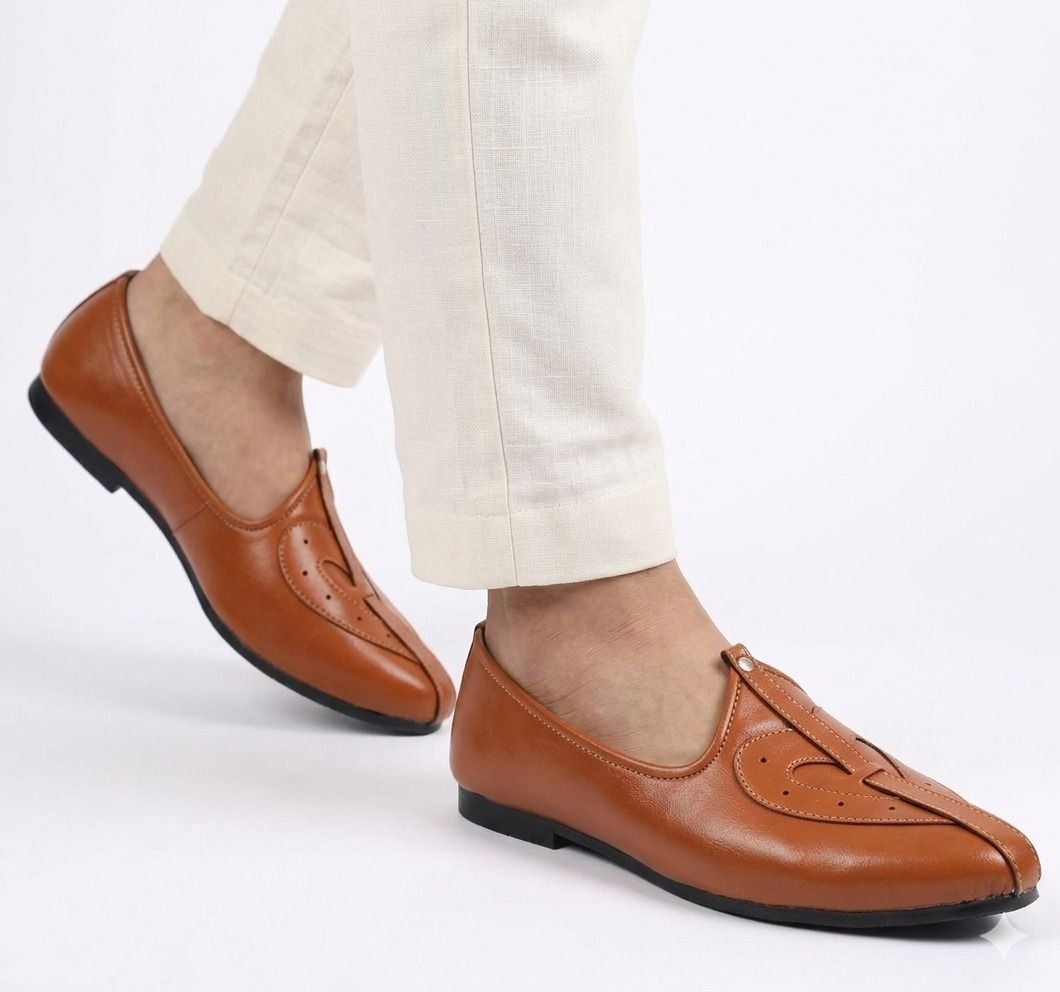 Men's Jalsa Jutti,rajasthani,jaipuri mojari For Men TAN Slip On For Men-image-32