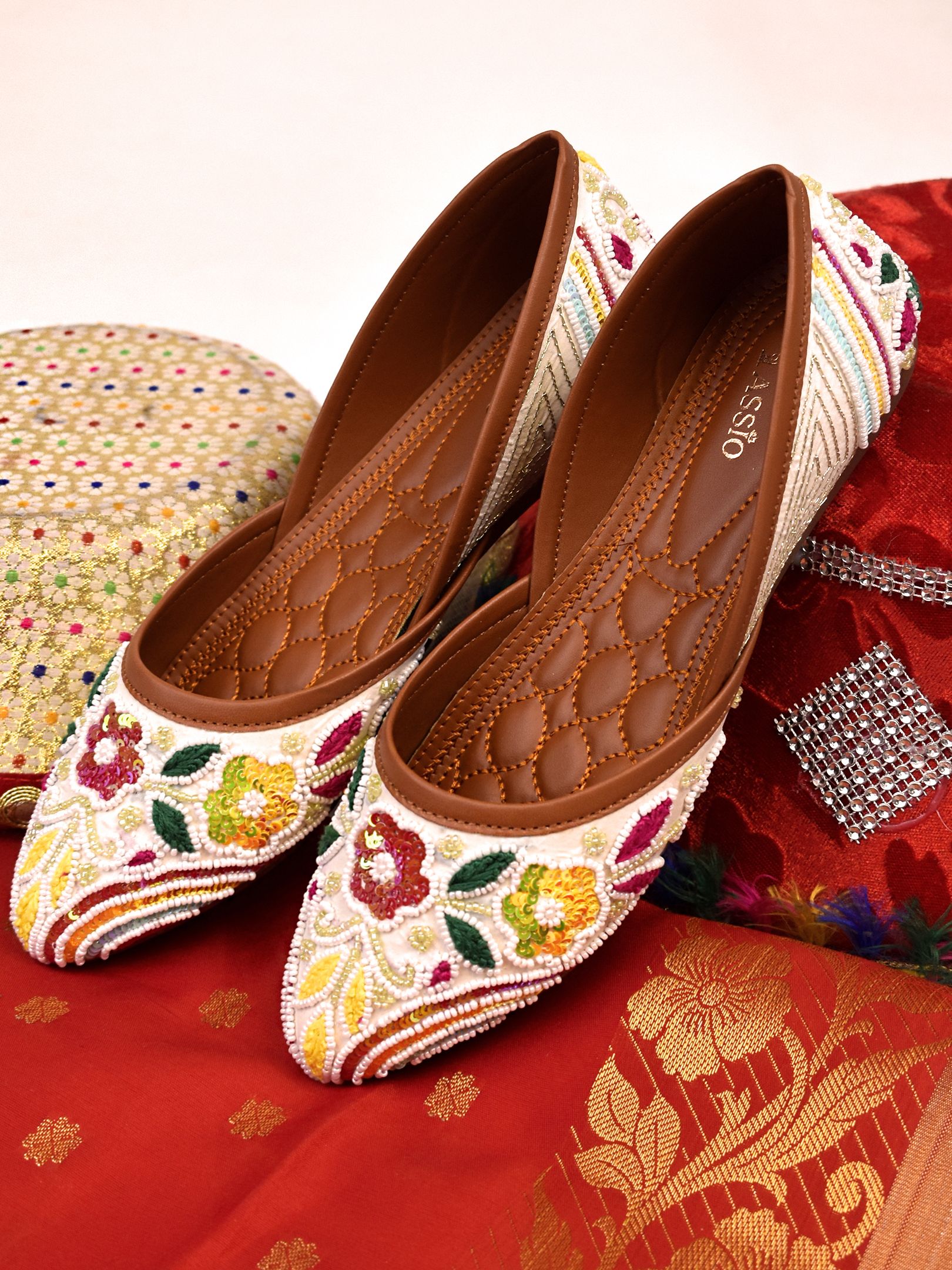 Phoebe Jutti White Multi embroidered Mojari for Women Party Wear For Women-image-28