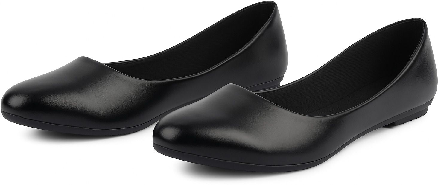 Simplex Women's Black Flats Slip-On Round Toe Comfort Shoes for Work Daily Use. Bellies For Women