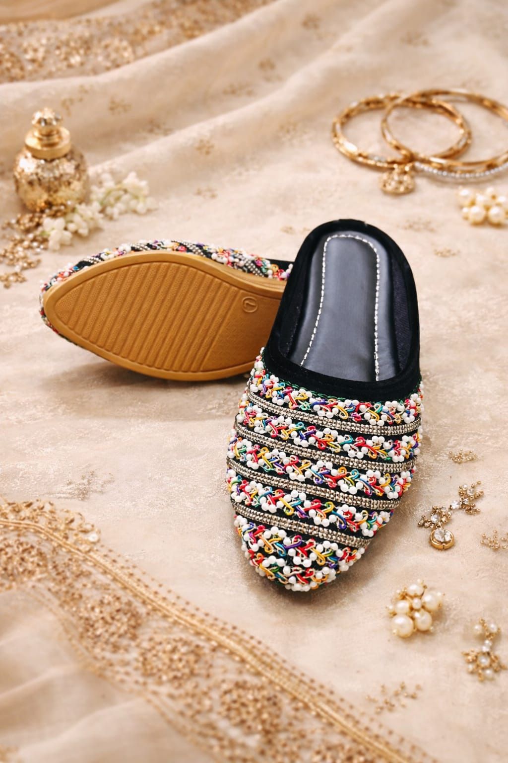 Women Handcrafted Multicolor Beaded Ethnic Jutti | Festive & Wedding Ethnic Mule For Women-image-17