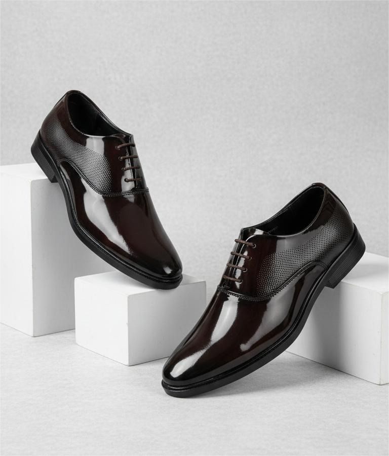 kickonus Men's Formal Dress Shoes Patent Leather Party wear Derby For Men-picture-11