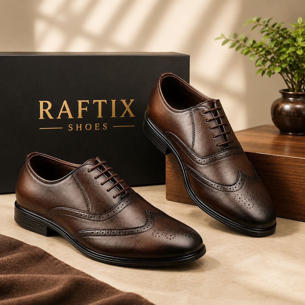 raftix Men's Oxford Brogue Formal Shoes Lace-Up Office Wear Shoes Loafers For Men-picture-28