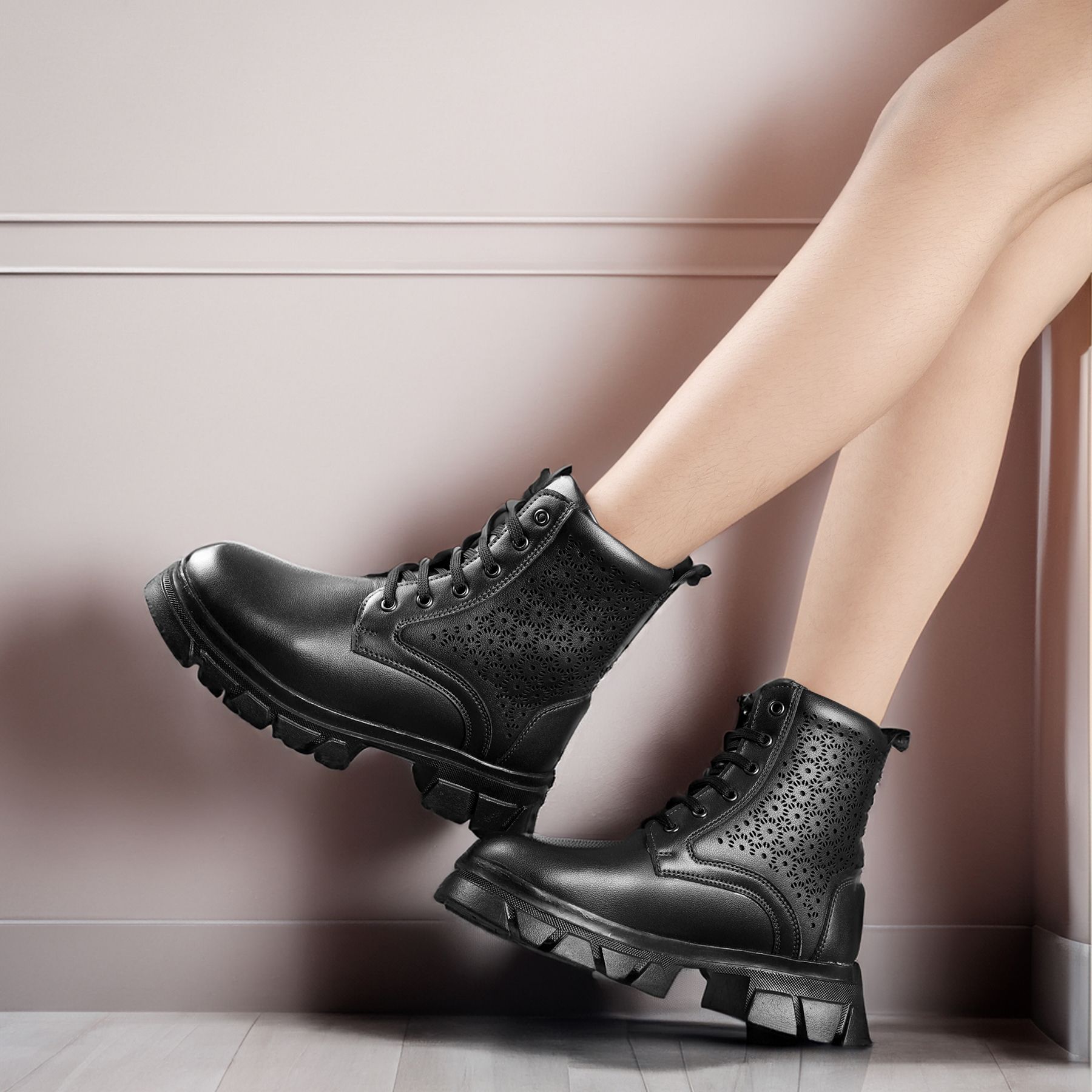 Women's Faux Leather Material Black Casual Formal Laceup, Ankle Boot. Derby For Women-image-27