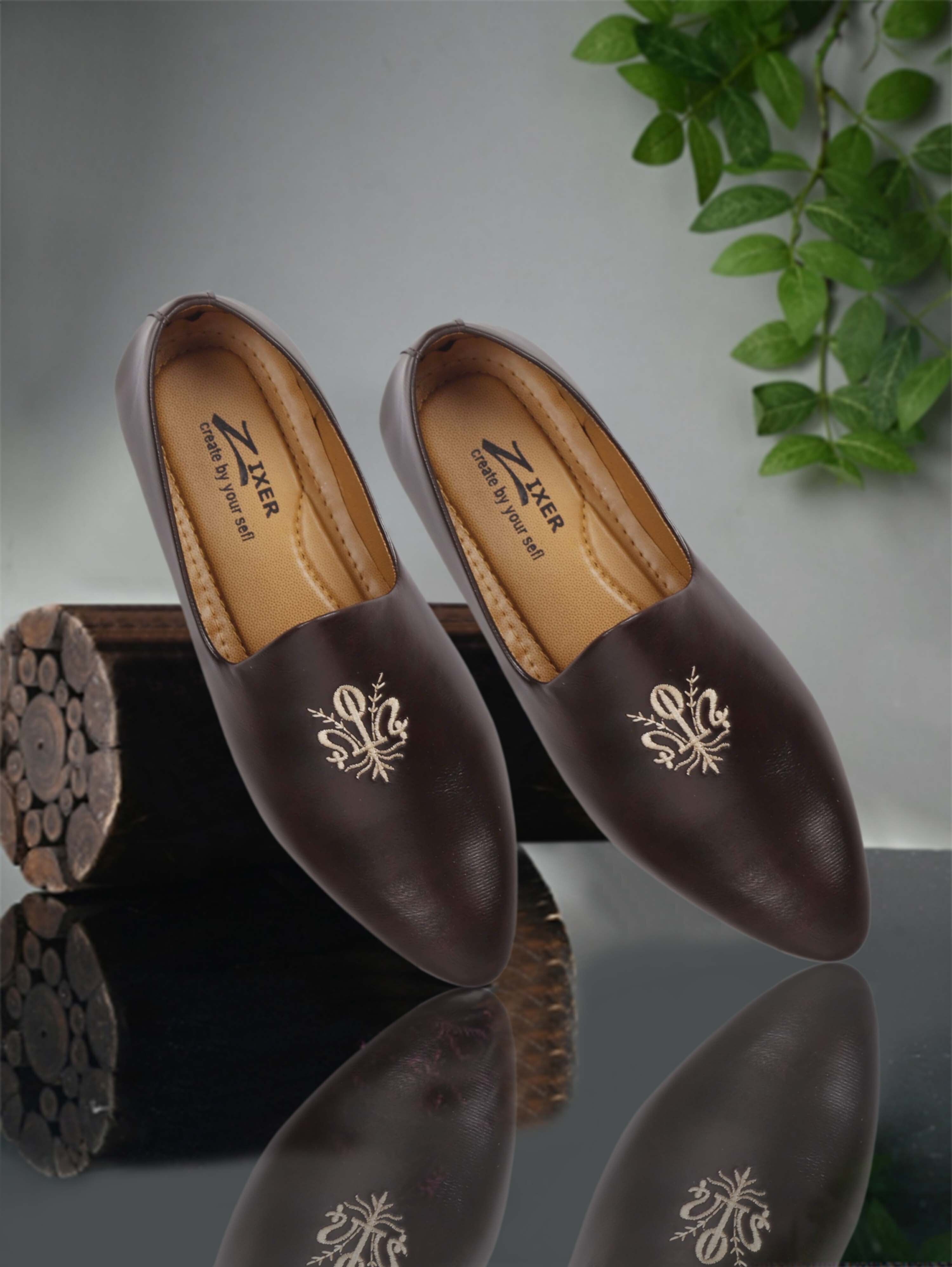 zixer Ethnic Wear Wedding Party Sandals Loafer Shoes For Man | Mojri Casual Peshawari Mojaris For Men-picture-33