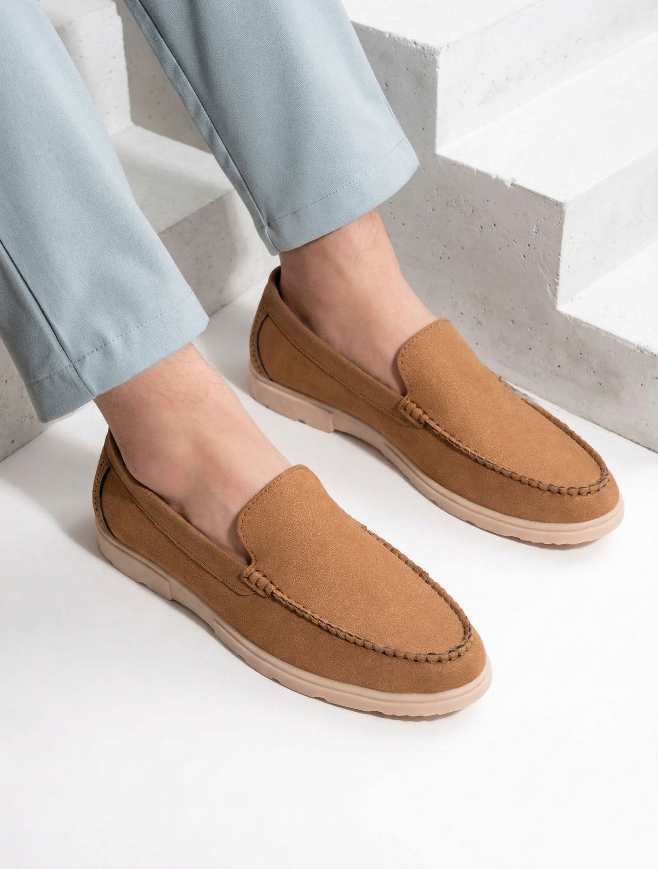 big bok Men Round Toe Memory Foam Suede Loafers Loafers For Men-picture-17