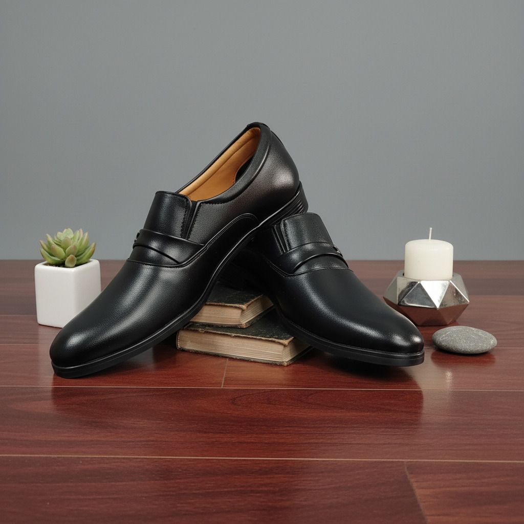 zuliva Men Black Formal Slip-On Shoes for Office Wear | Comfortable for Daily Use Corporate Casuals For Men-picture-17