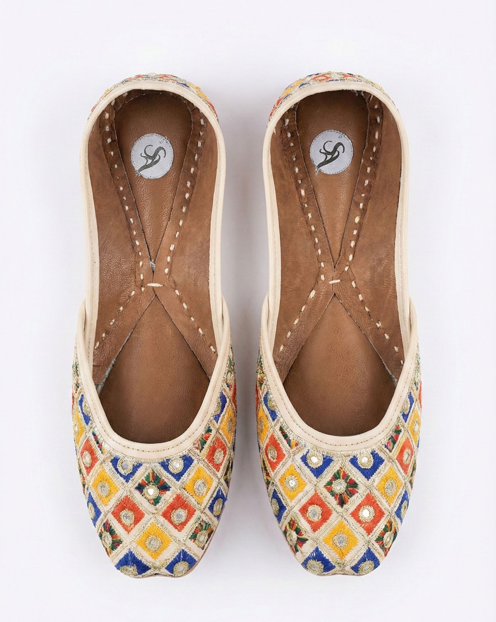 Phulkari embroidered multicolored Punjabi Jutti || Ethnic Mojaris Casuals For Women-image-39
