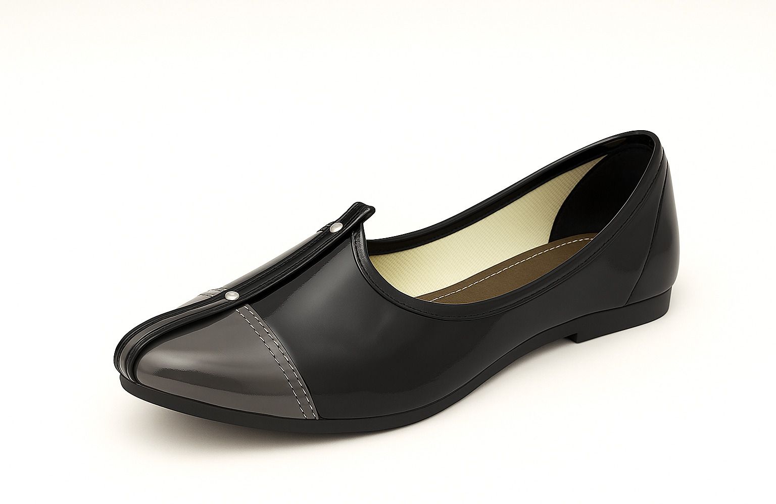 axolotl Classic Mojari Flats, Black and Grey, Traditional Indian Style, Slip-On Design Mojaris For Men-picture-14