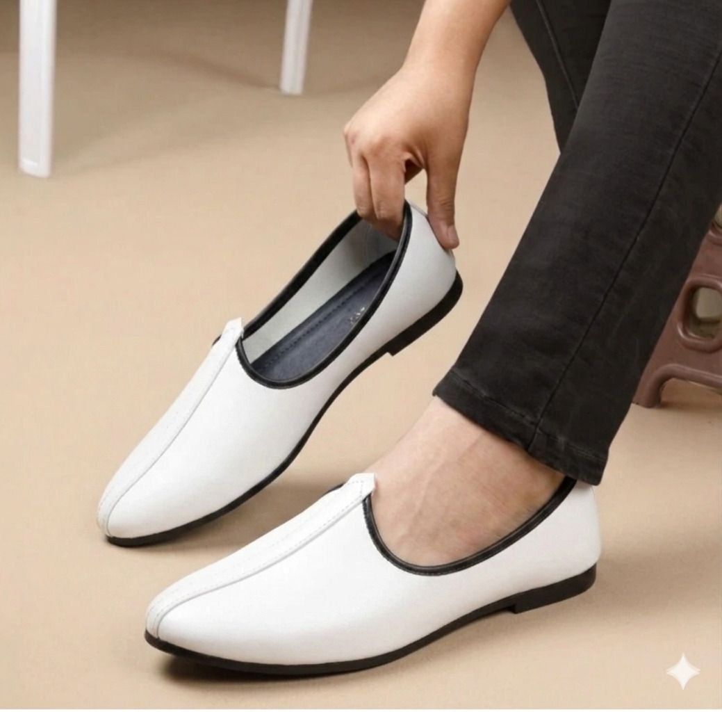 ekaaya Men"s Classic white traditional Jalsa,comfortable ethnic footwear For Men Slip On For Men-picture-17