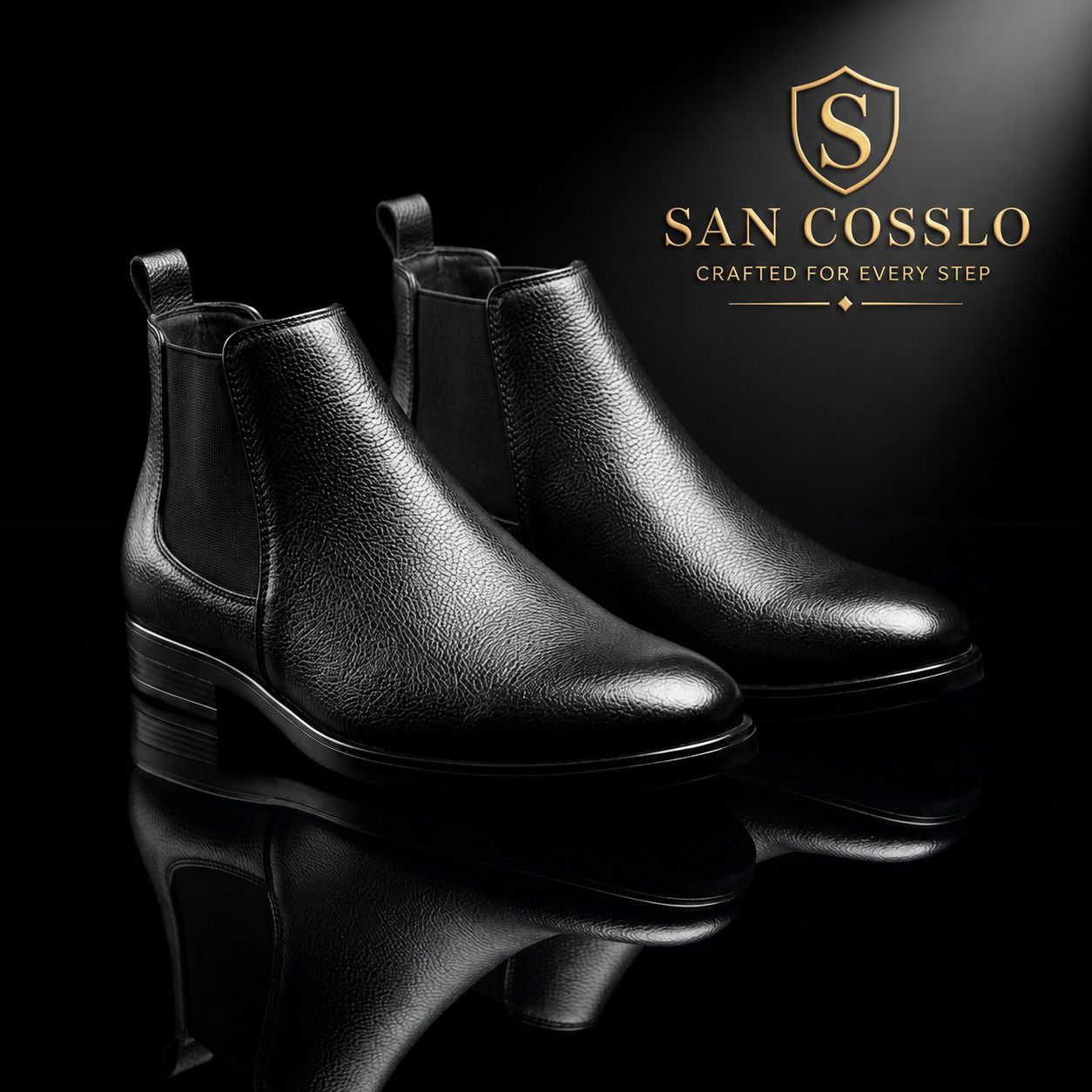 san cosslo Men's Black Chelsea Boots | Slip-On Formal Comfortable Office, Party & Casuals For Men-picture-11
