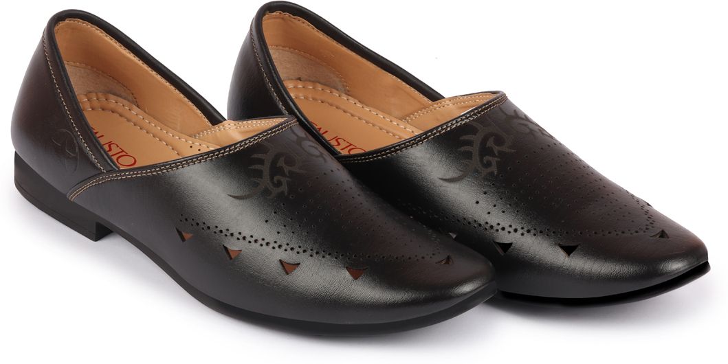 fausto Ethnic Wedding Party Laser Cut Perforated Design Slip On Juttis and Mojaris For Men-picture-19