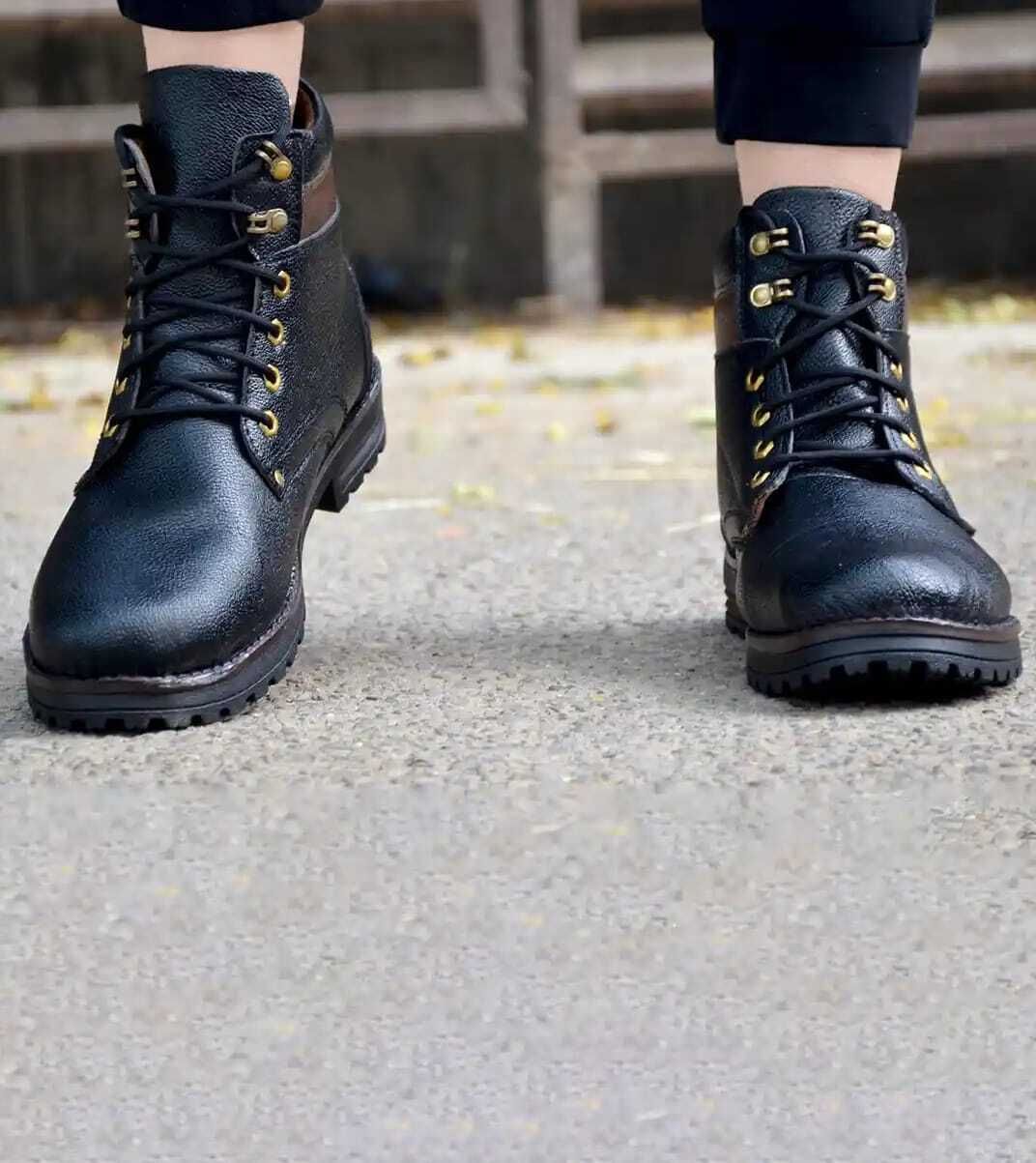 Men's Brown Mid-Top Lace-Up Casual Boots Boots For Men-image-26