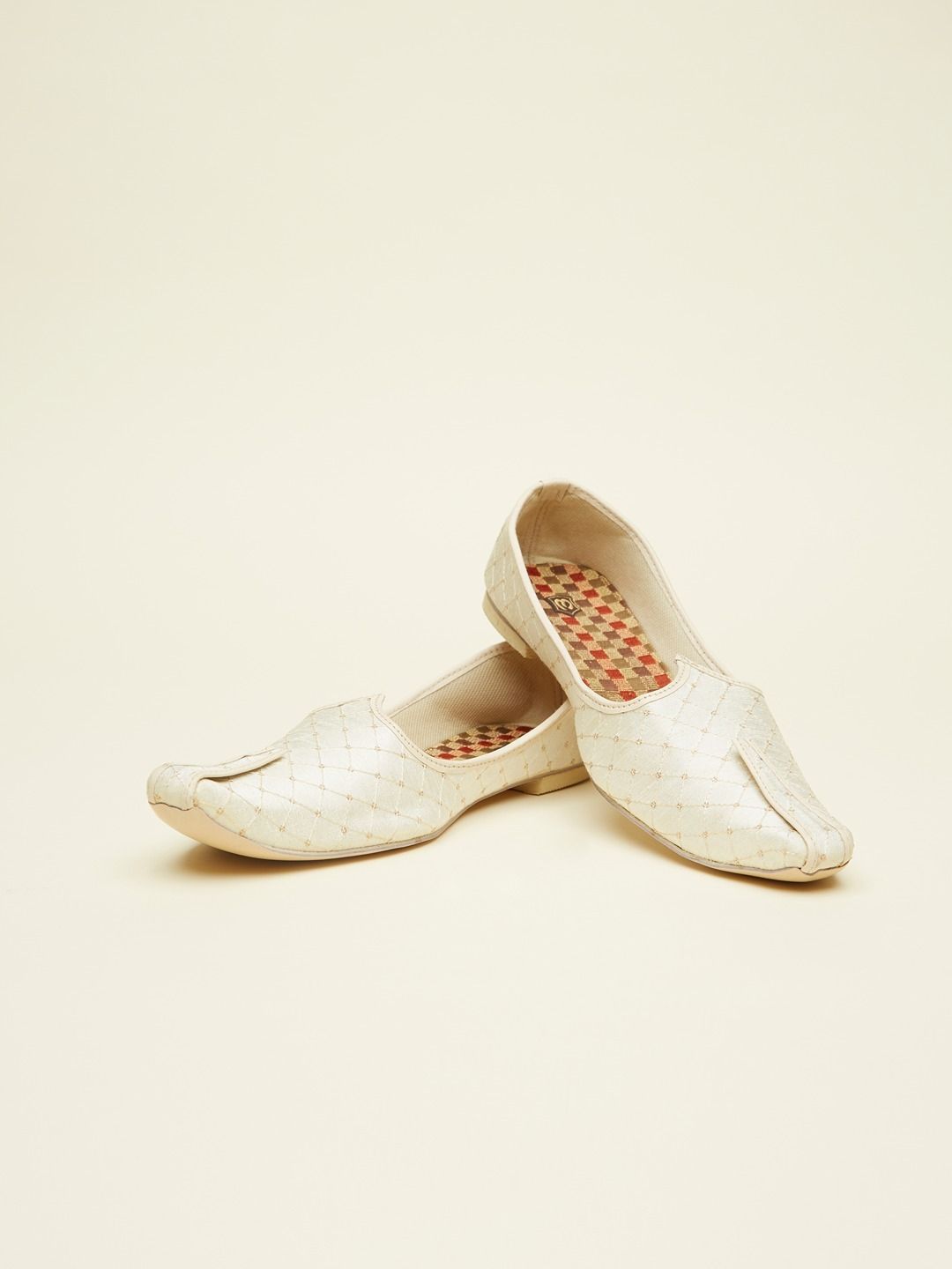 Beige Cream Lattice Patterned Jutis | Men's Ethnic Jutti | Juttis and Mojaris Party Wear For Men-image-29