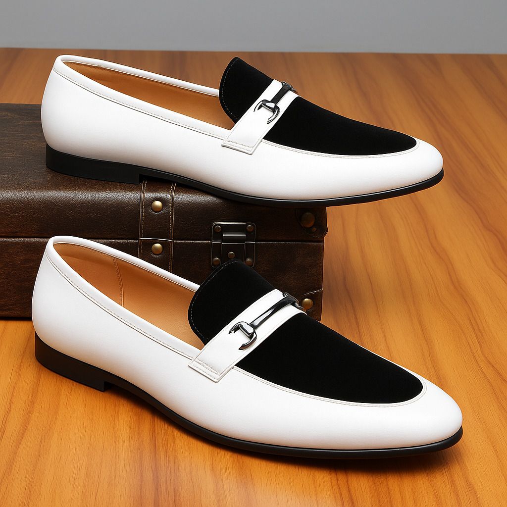 von kiraro Men’s White & Black Stylish Loafers | Party, Wedding & Office Wear Shoes Loafers For Men-picture-25