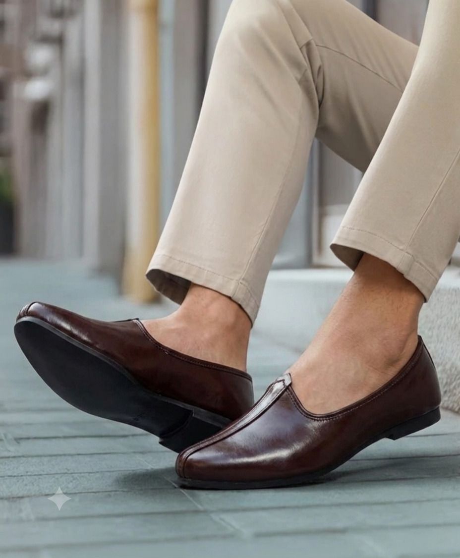 jaipur divinecraft Men's dark brown traditional mojaris,comfortable ethnic footwear For Men Slip On For Men-picture-29