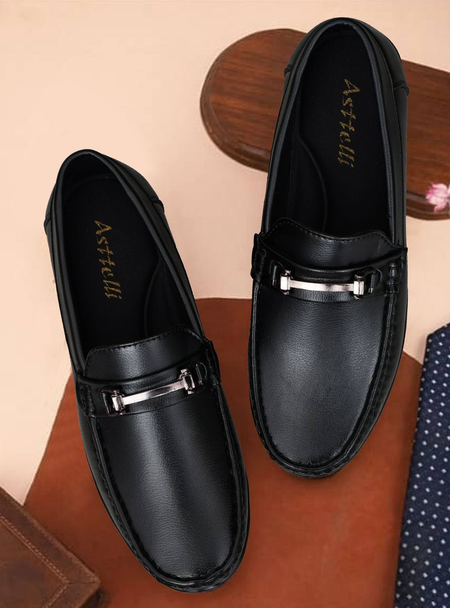 asttelli Stylish Black Slip-On Synthetic Leather Loafers for Casual, Daily & Office Wear Loafers For Men-picture-28