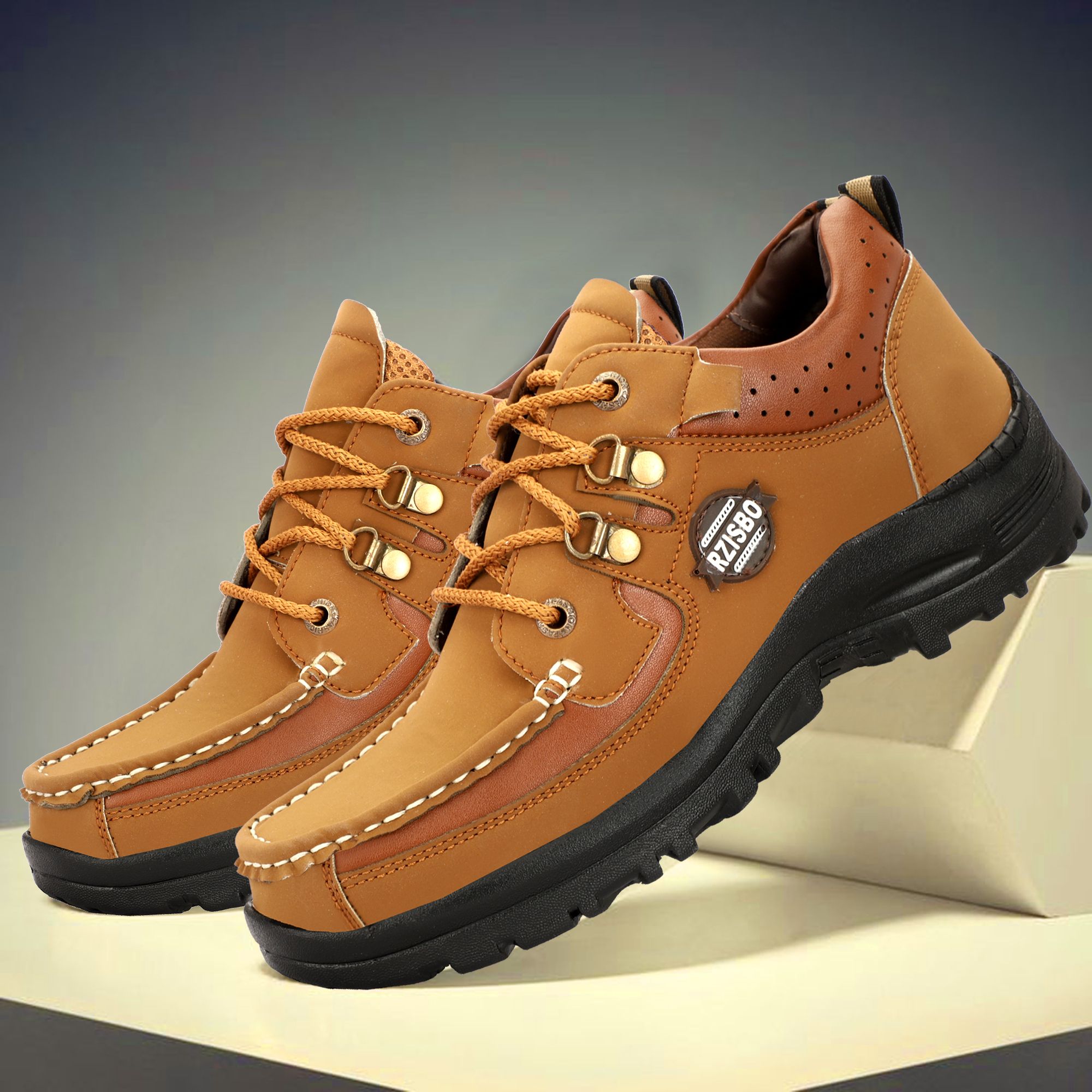 rzisbo Synthetic Leather Lightweight Comfortable Trendy Walking Hiking Trekking Lace Up Boots For Men-picture-25