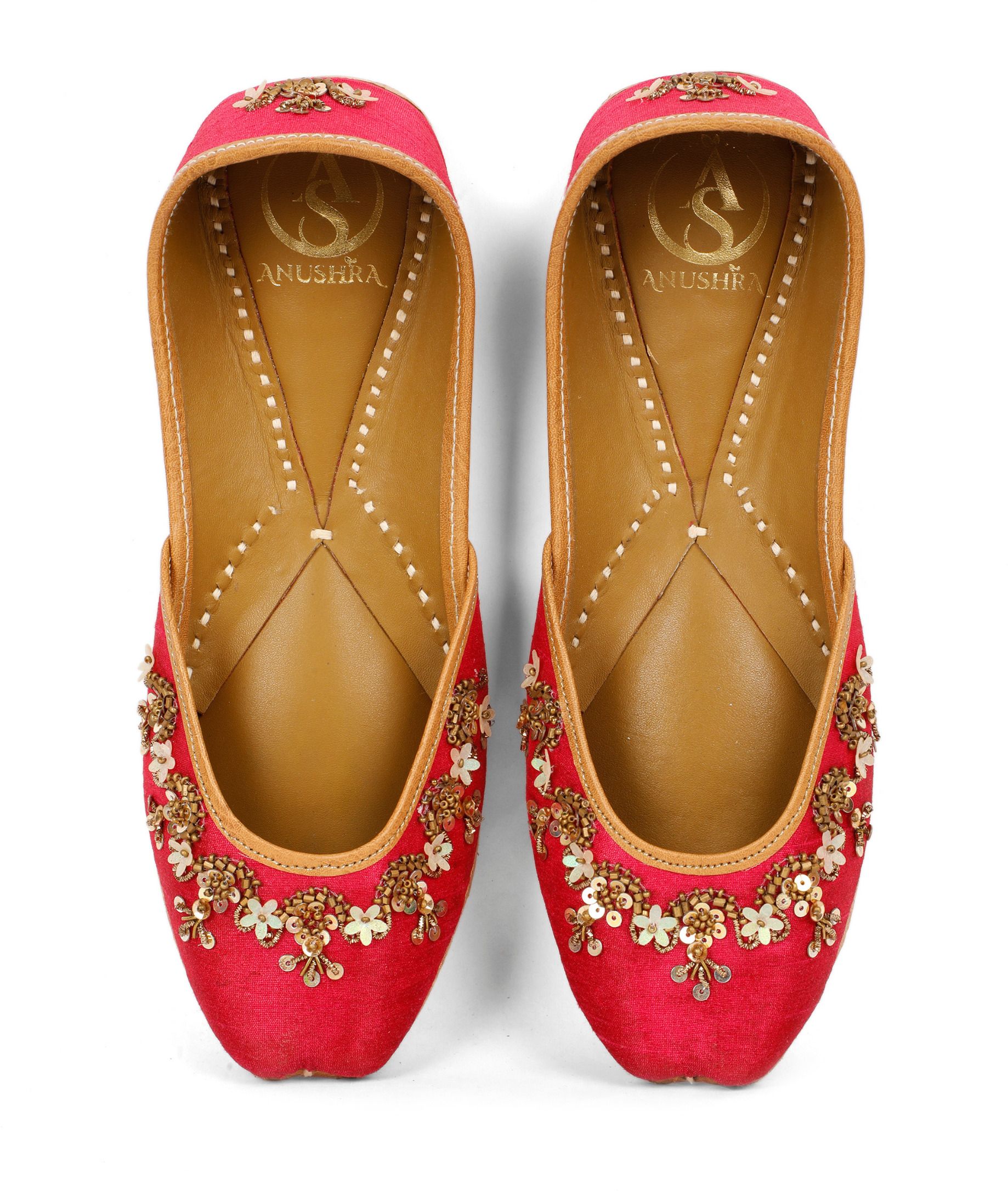 Magenta Jutti – Handcrafted Rani Pink Embroidered Jutti with Sequin Jutis For Women-image-40