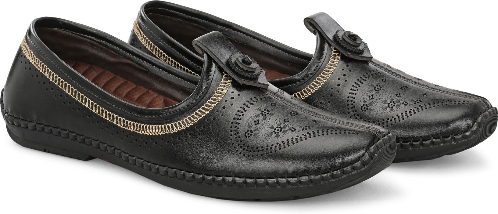 iron key IRONKEY Men’s Black Leather Slip-On Shoes | Casual & Traditional Footwear Loafers For Men-picture-12