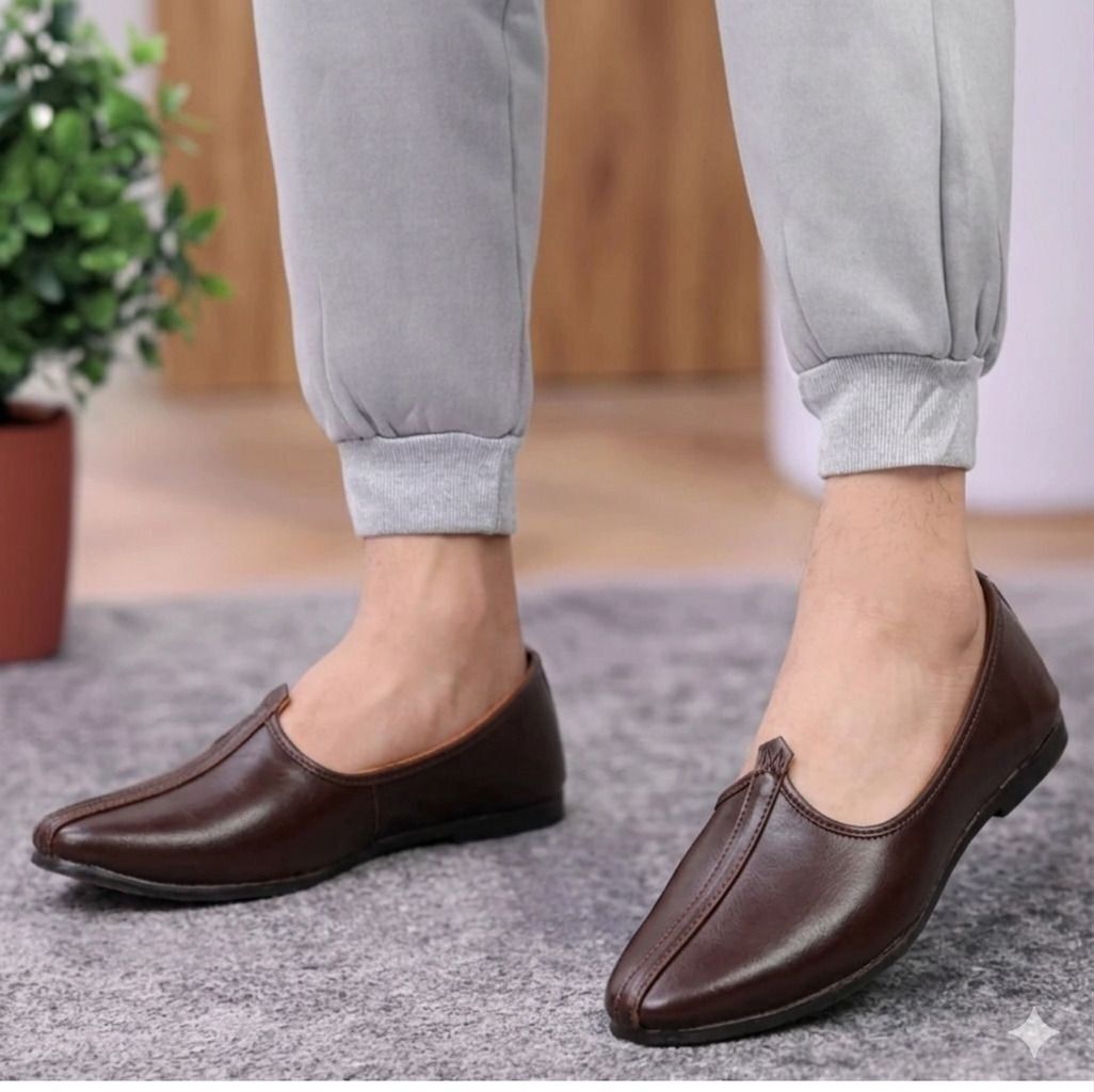 ekaaya Men's Jalsa Jutti,Jutis For Men BROWN Slip On For Men-picture-45