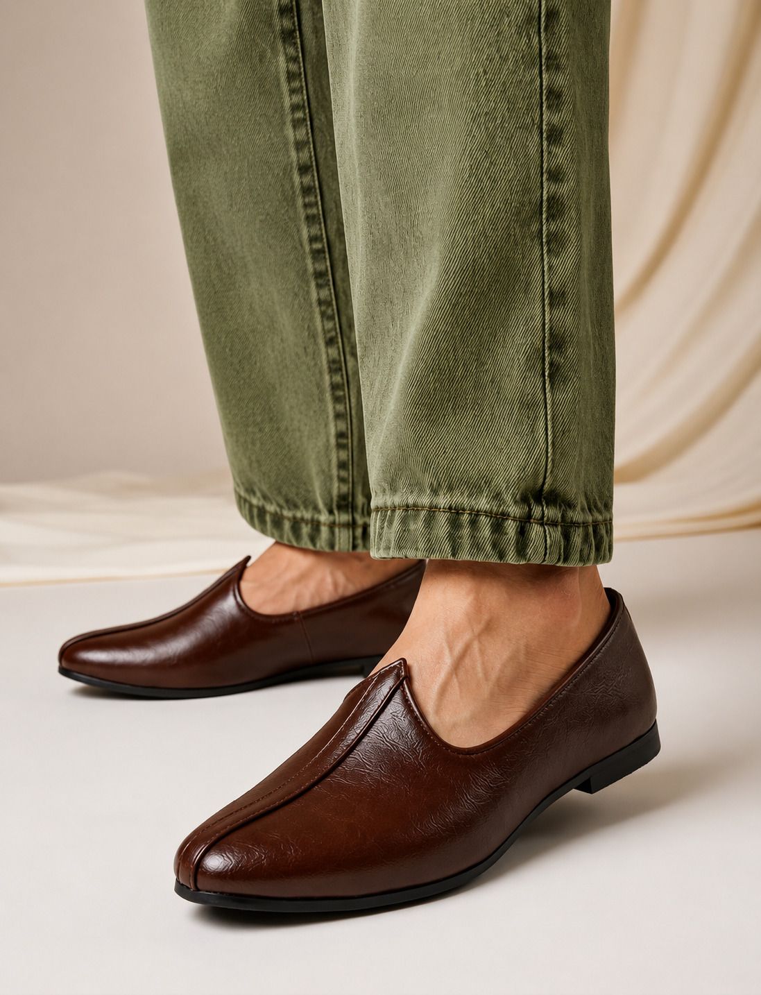 Men Stylish Brown Synthetic Leather Slip-On Shoes Casuals For Men-image-34