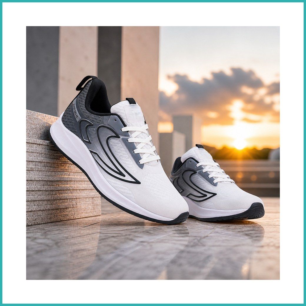 Grey White Campus Jogger Sneakers For Unisex-image-0