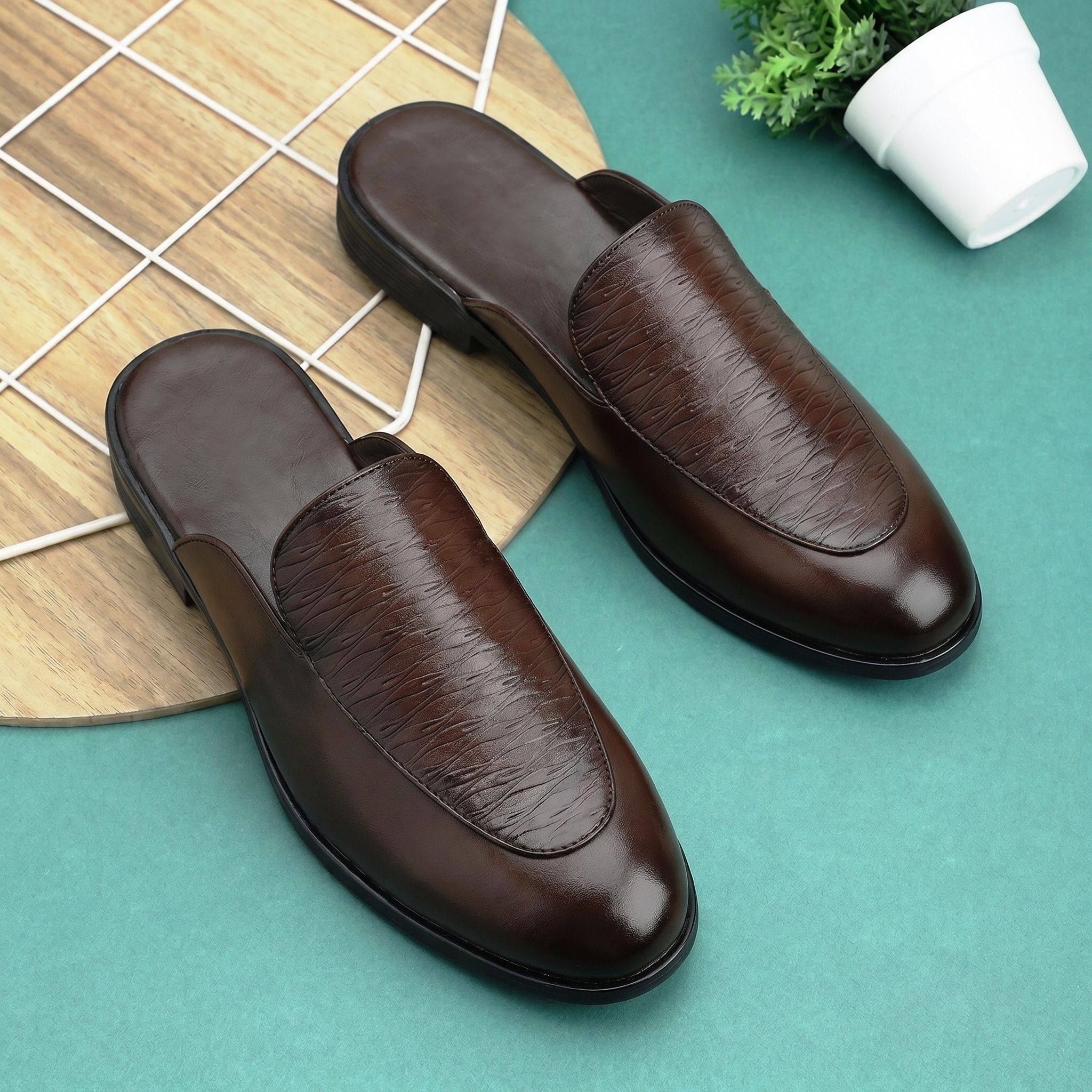 Mens Black Faux Leather Backless Shoe, Versatile Mules For Formal Or Casual Wear Ethnic Mule For Men-image-22