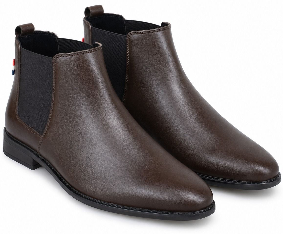 shyam Men Brown Chelsea Boots Leather Slip On Formal Casual Ankle Boots Shoes Boots For Men-picture-47
