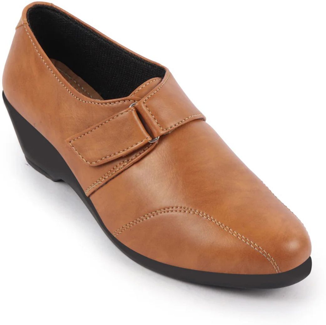 fausto Fashion Hook and Loop Formal Office Platform Heel Wedges Slip On For Women-picture-20