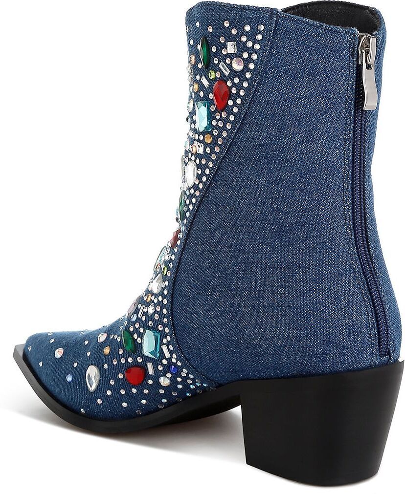Multi Color Stones Embellished Boots For Women-image-17