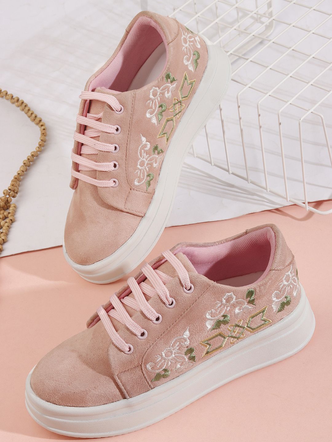 vendoz Embroidery floral Sneakers For Women-picture-11