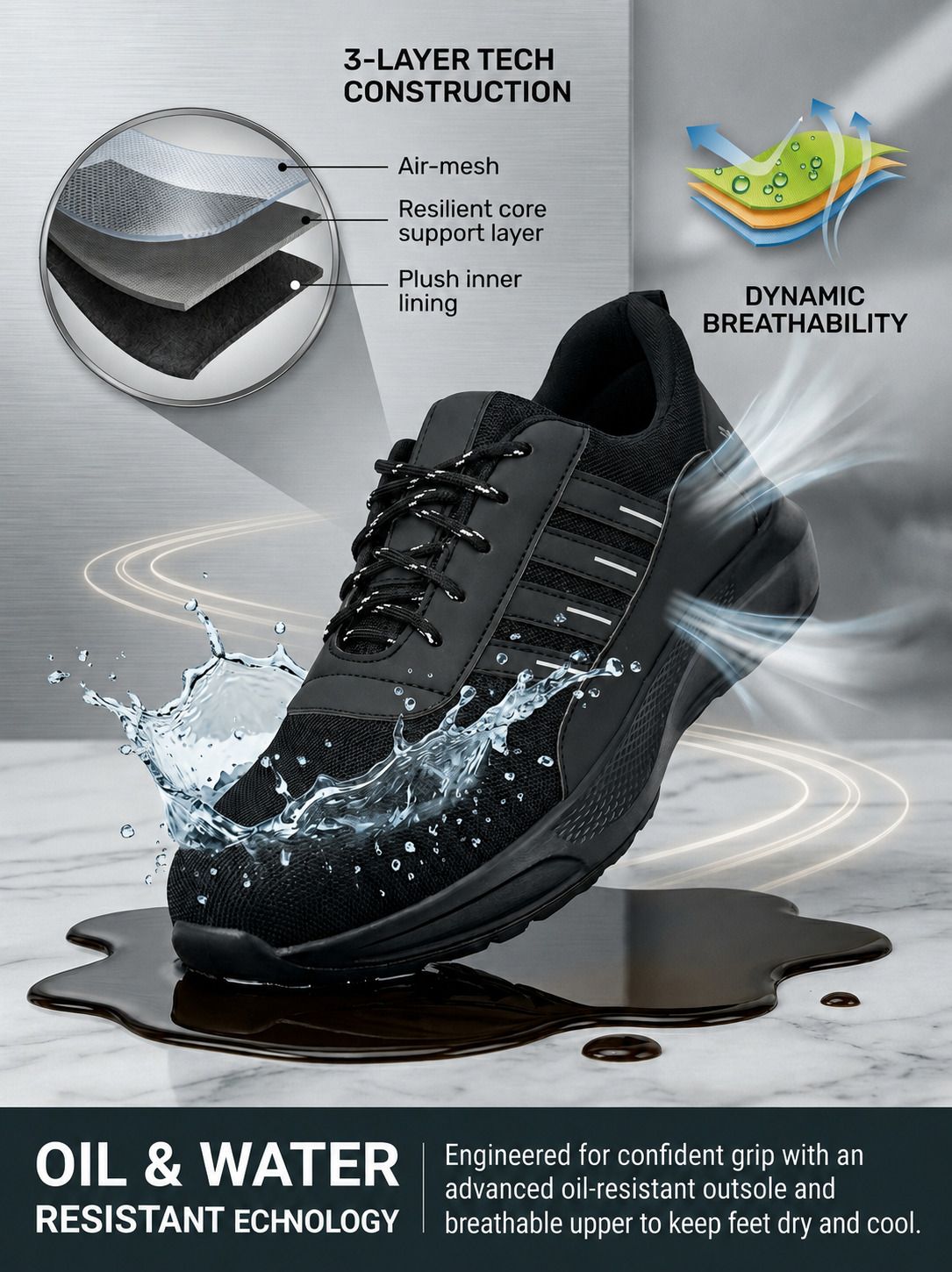 peclo Genuine Quality Mesh Safety Shoe With Steel Toe|Anti-Slip Sole. For Men Riding Shoes For Men-picture-45