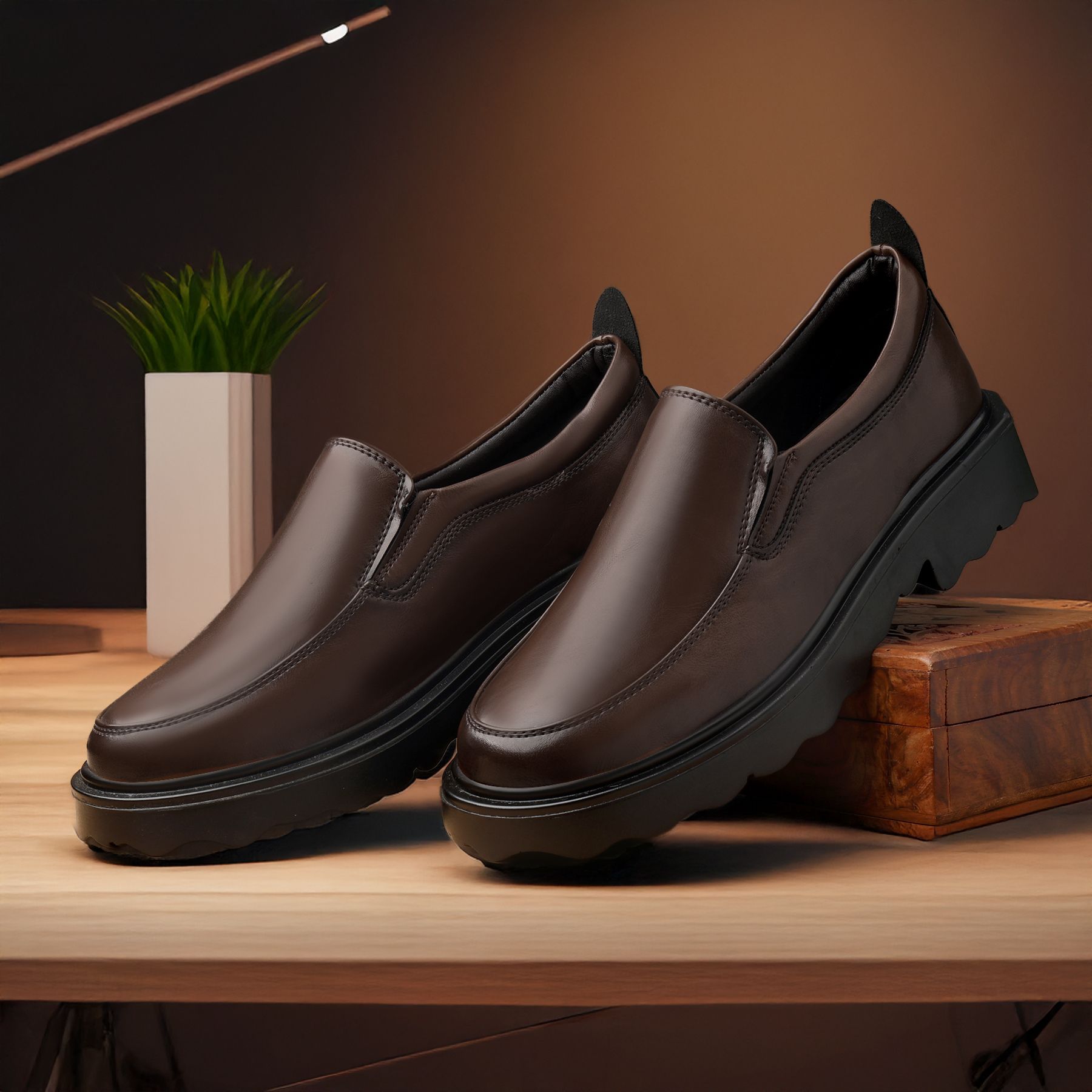 Men Brown Solid Formal And Casual Slip-on Sneaker Loafer Shoes Loafers For Men-image-28