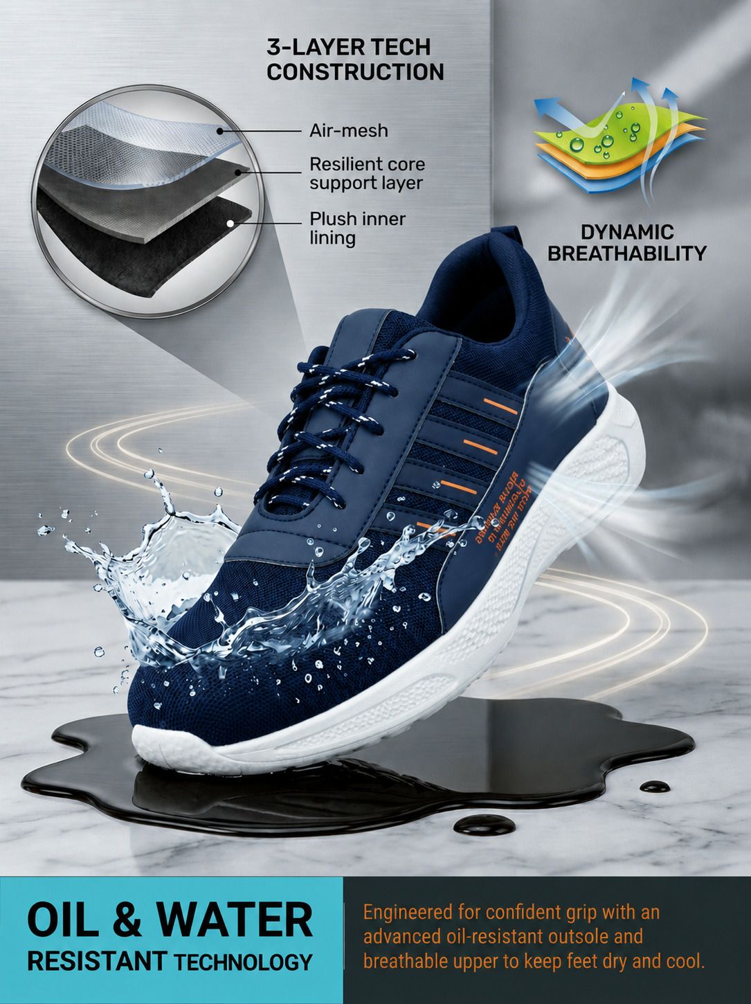 peclo Genuine Quality Mesh Safety Shoe With Steel Toe|Anti-Slip Sole. For Men Riding Shoes For Men-picture-17