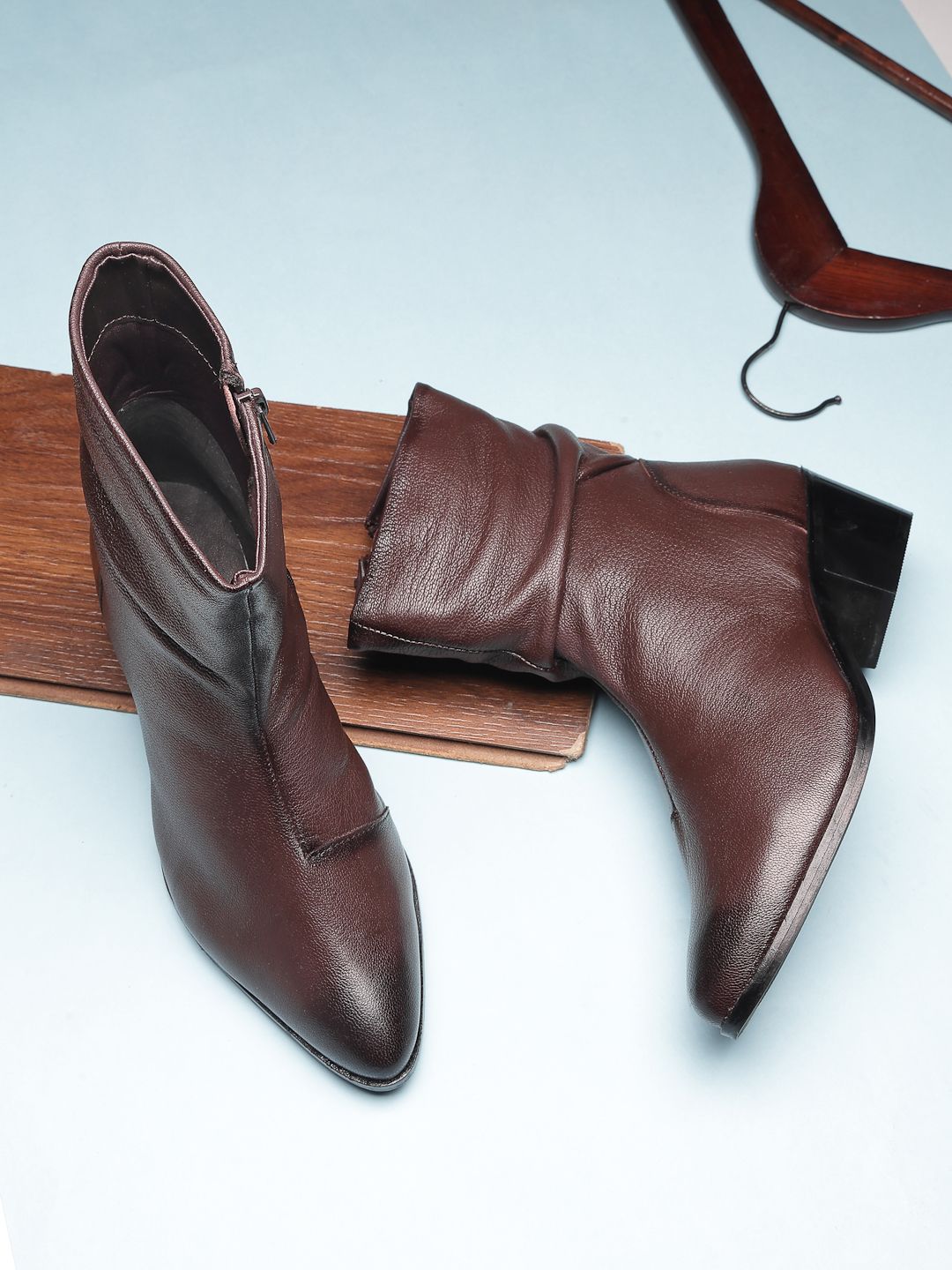 Genuine Leather Comfort Casual Slip On Solid High Ankle Boots For Women-image-14
