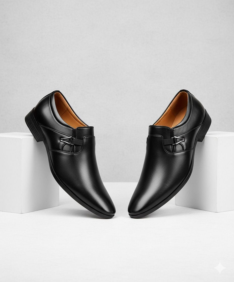 kickonus Men's Formal Dress Shoes Polished Leather Slip-On for Office & Party Slip On For Men-picture-18