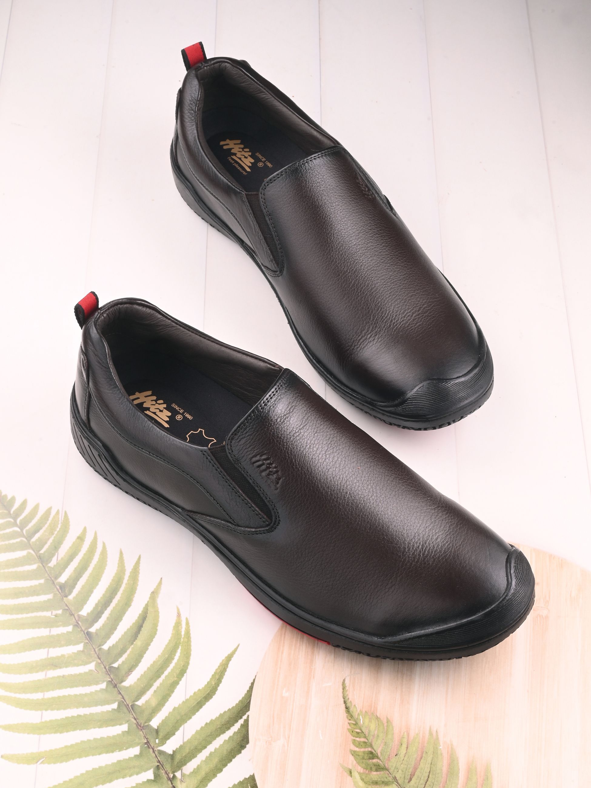 Brown Leather Slip-On Formal Shoes Casuals For Women-image-2