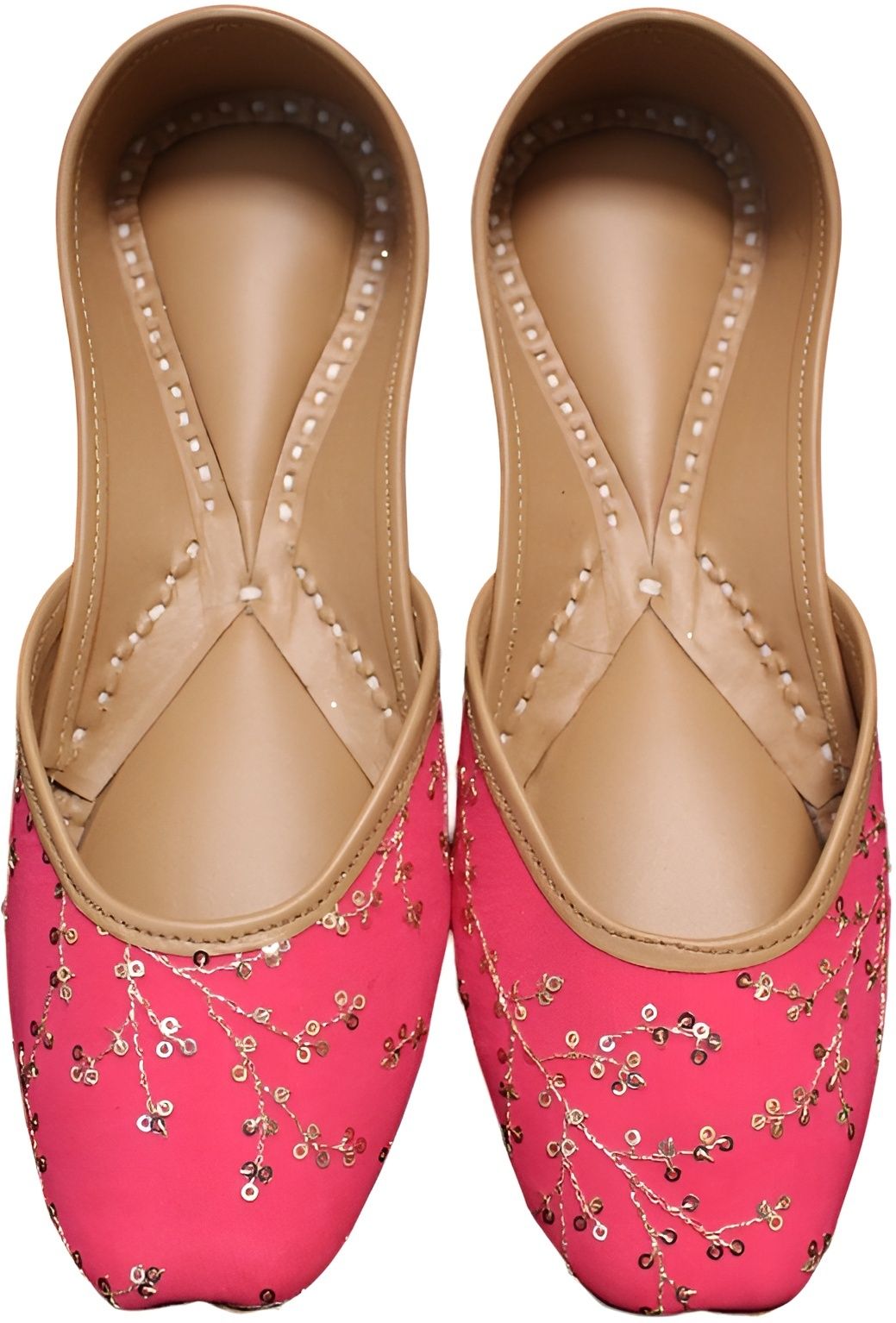 s.k enterprises Womens Floral Embroidered Juttis Pink and Gold Handcrafted Bite and Pinch Free Jutis For Women-picture-15
