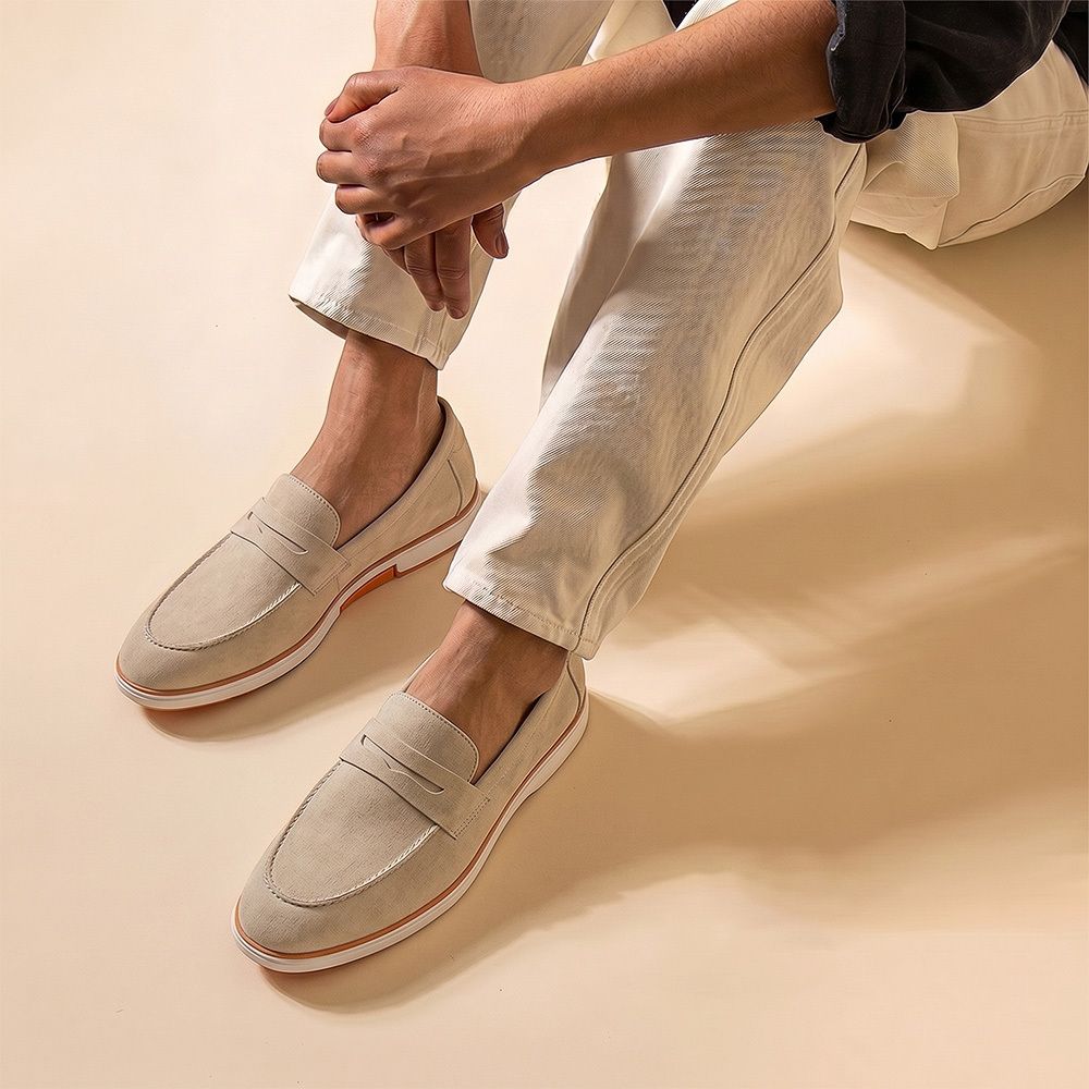 hayes london Italian Suede Leather Casual Slip-On, Lightweight & Breathable Summer Wear Loafers For Men-picture-19