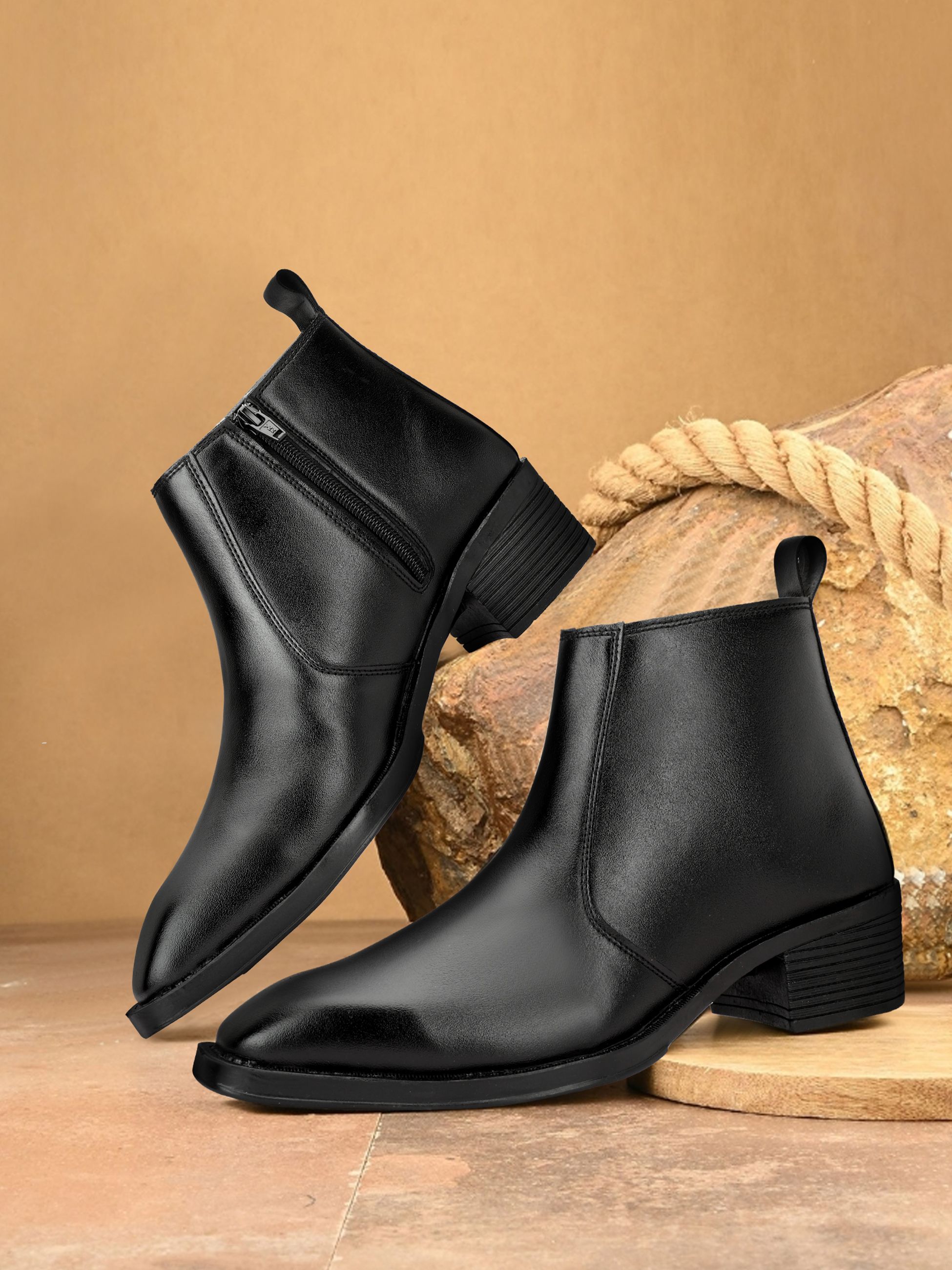 Men's Black Leather Chelsea Boots | Slip-On Party Formals Casual Shoes for Men Boots For Men-image-45