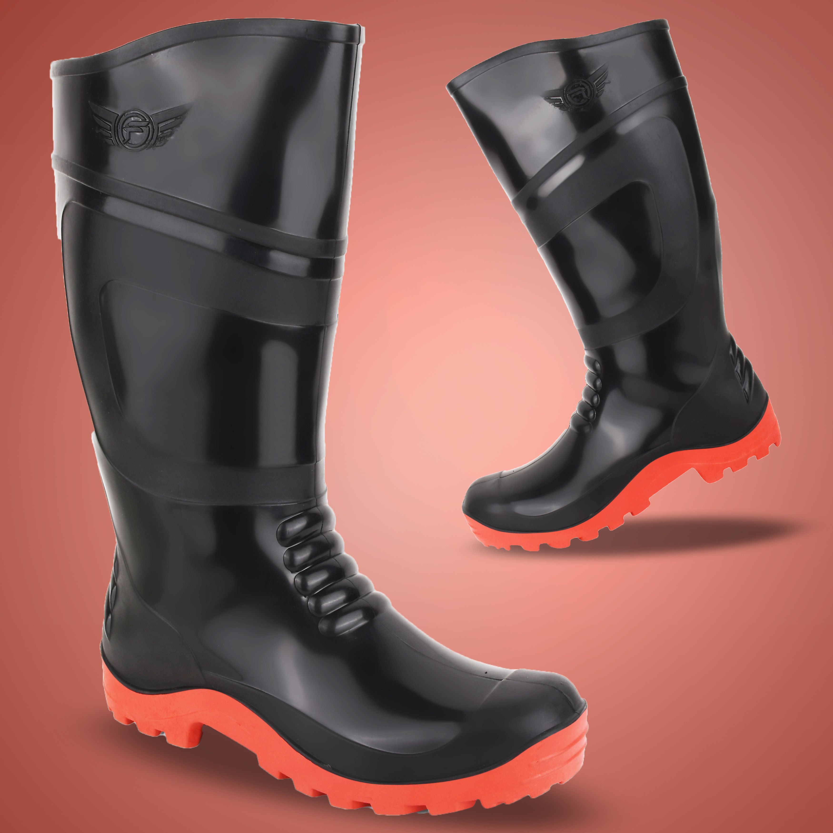 foot trends 15 inch PVC Gumboot with Red Sole Water Resistant for Agriculture and industrial Boots For Men-picture-16