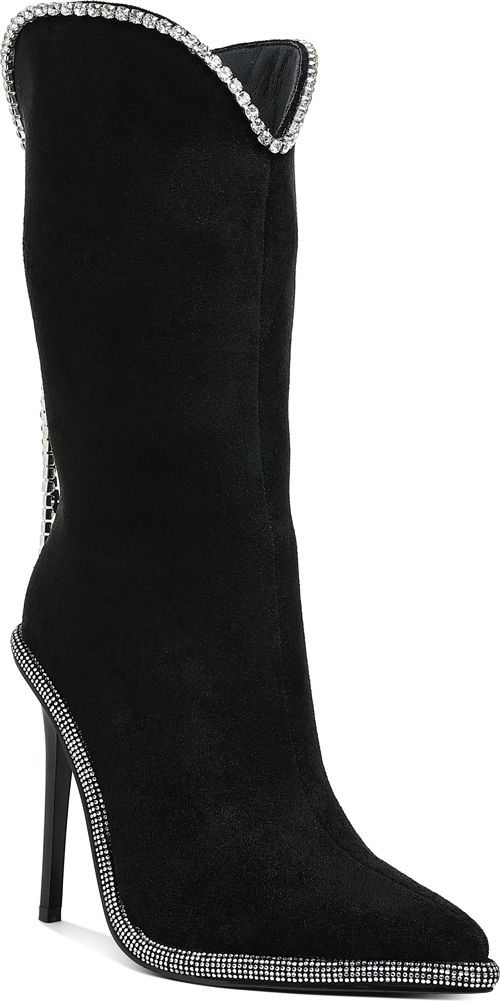 london rag Diamante Chain Detail Calf Boots For Women-picture-32