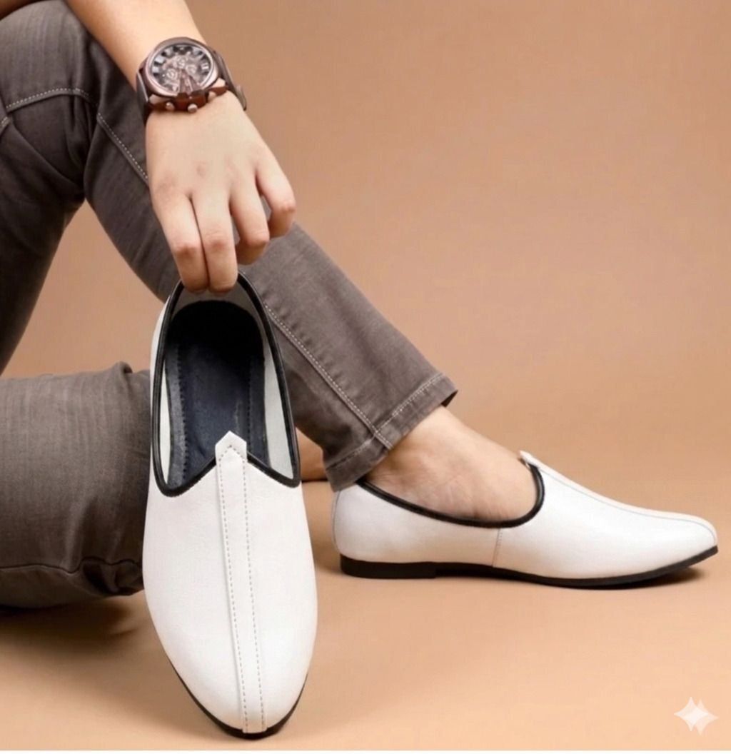 ekaaya Men"s Classic white traditional Jalsa,comfortable ethnic footwear For Men Slip On For Men-picture-23