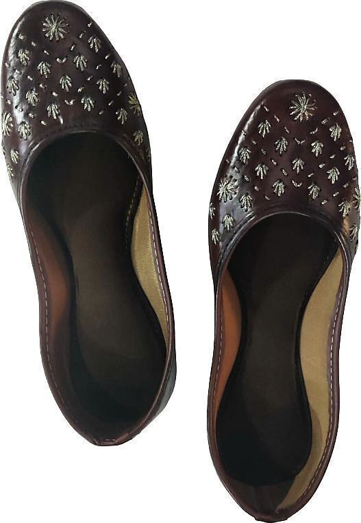Women’s Brown Ethnic Slip-On Jutti | Traditional Embroidered Flat Bellies | Bellies For Women-image-12