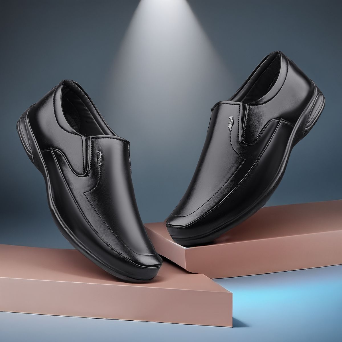 Men Black Formal Synthetic Leather Office Wear Shoes Corporate Casuals For Men-image-1